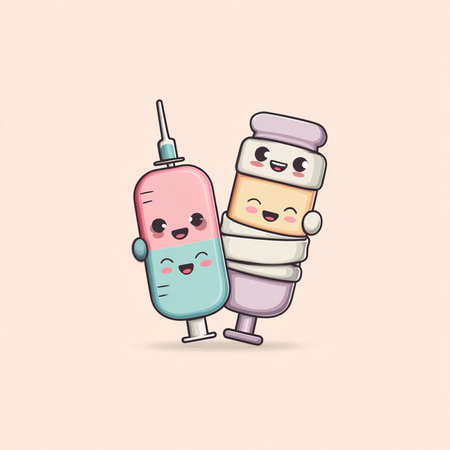 cute medical syringe cartoon character vector illustration. Health care concept.の素材