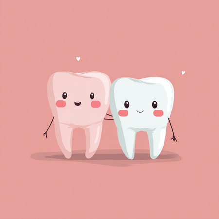 Cute cartoon tooth character. Vector illustration. Dental care concept.の素材