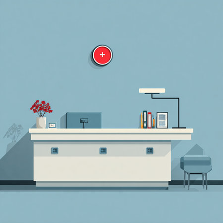 Reception counter in a modern office. Vector illustration. Eps 10.の素材