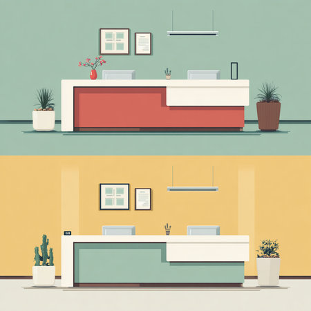 Interior of a modern office. Vector illustration in flat style.の素材