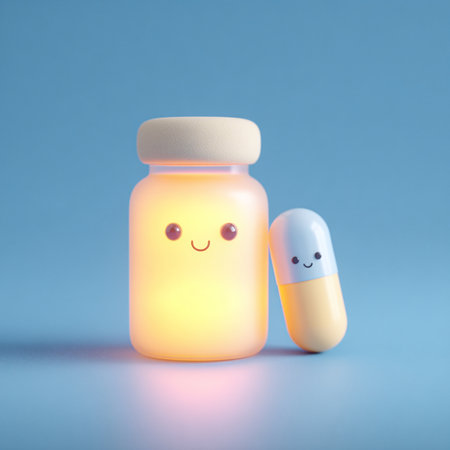 Capsule and pill on a blue background. 3d renderingの素材