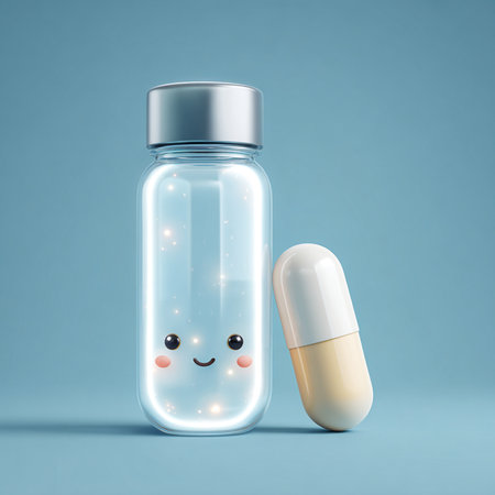 Capsule and pill in a bottle. 3d rendering.の素材