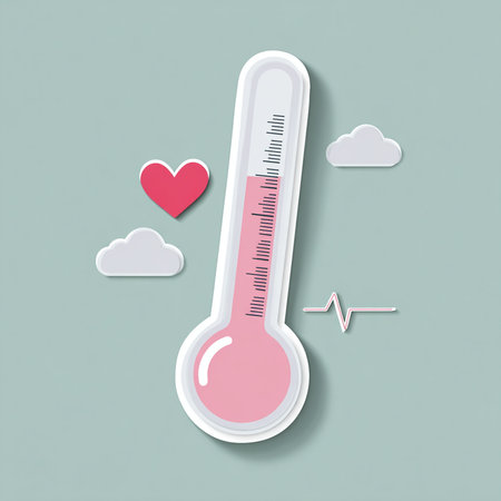 Thermometer with heart and clouds. Vector illustration. Eps 10の素材
