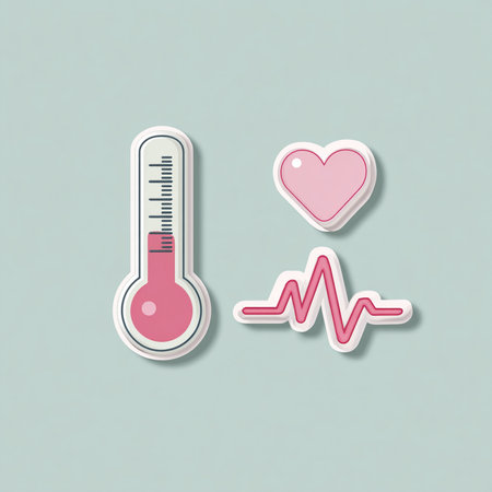 Thermometer with heart and ecg icon. Vector illustration.の素材