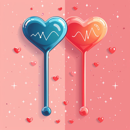 Valentines day greeting card with lollipops. Vector illustrationの素材