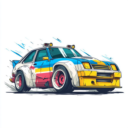 Sketch of a police car on a white background. Vector illustrationの素材