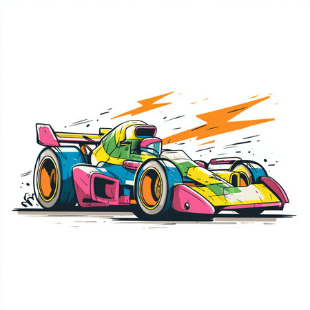 illustration of a racing car on a white background, vector illustrationの素材