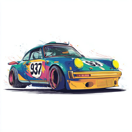 Vector illustration of a racing car on a white background. Sketch.の素材