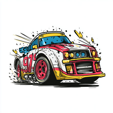 illustration of a vintage race car on a white background. Vector illustrationの素材