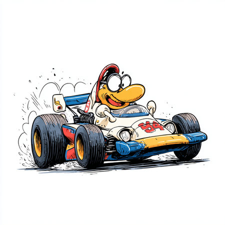 Racing car. Hand drawn sketch. Vector illustration on white background.の素材