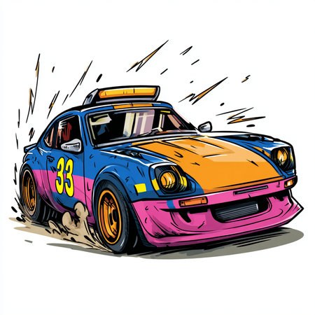 Vector illustration of a cartoon police car on a white background. Police tsar.の素材