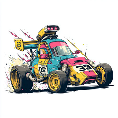 Vintage racing car. Vector illustration on white background. EPS 10の素材