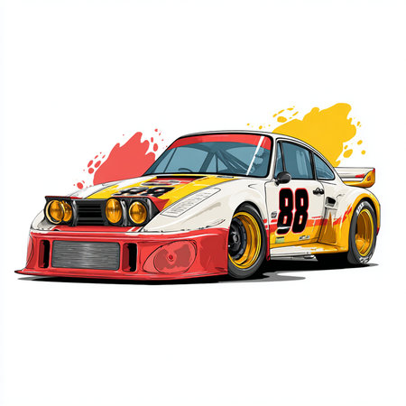 Retro racing car. Vector illustration on white background. Eps 10の素材