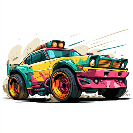 Vector illustration of a cartoon police car on white background. Vector illustration.の素材