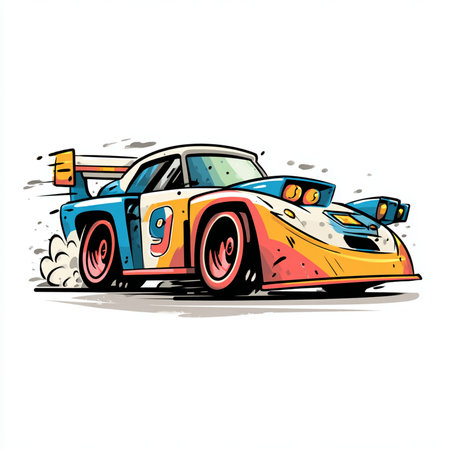 illustration of a racing car on a white background, vector illustrationの素材