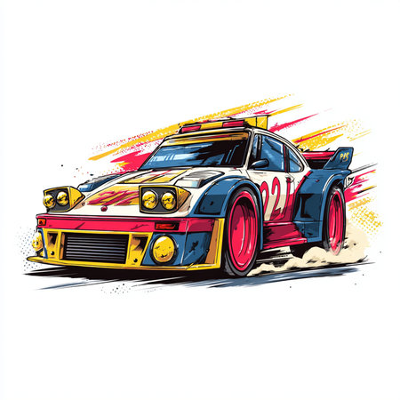 vintage race car vector illustration on white background. sports vehicle.の素材