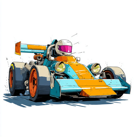 Vintage race car on a white background. Vector illustration. Eps 10の素材