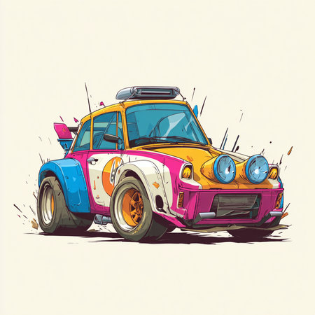 Retro car vector illustration. Vector illustration of a retro car.の素材