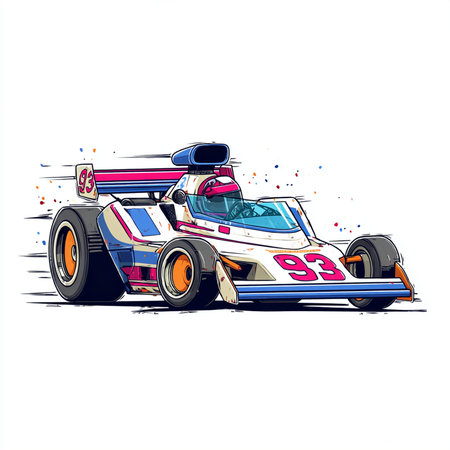 Racing car vector illustration on white background. Racing car sketch.の素材