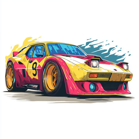 illustration of a racing car on a white background, vector illustrationの素材
