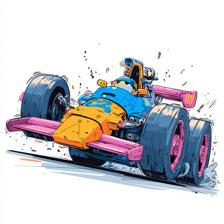 illustration of a racing car on a race track. Vector illustrationの素材