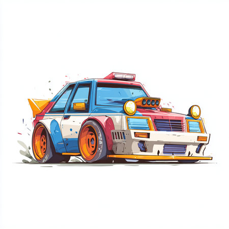Vector illustration of a police car. Colorful vector illustration for your designの素材
