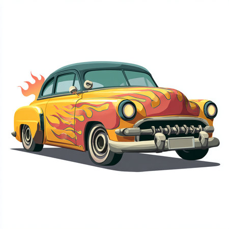 Retro car. Vector illustration. Isolated on white background.の素材