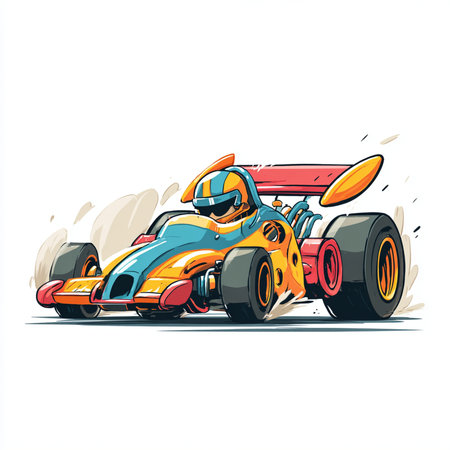 Racing car. Vector illustration of a racing car. Colorful cartoon style.の素材