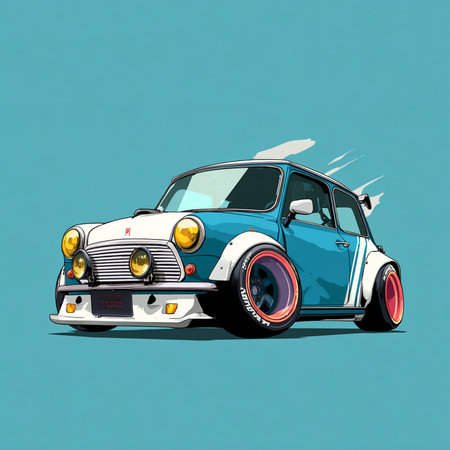 Retro car on a blue background. Vector illustration. Eps 10の素材