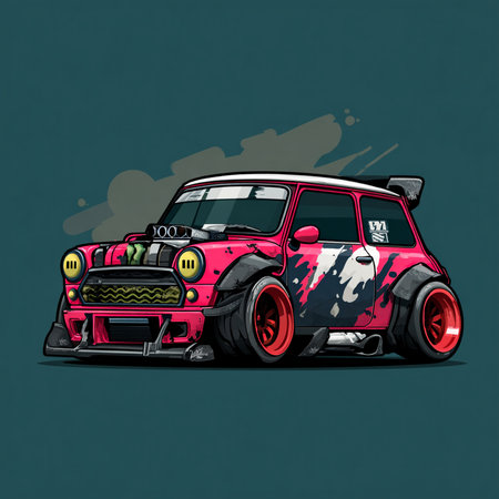 Racing car on the road. Vector illustration of a racing car.の素材