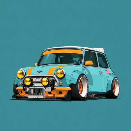 Retro car on a green background. Vector illustration. Eps 10の素材
