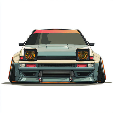 Sketch of a sports car. Vector illustration on white background.の素材