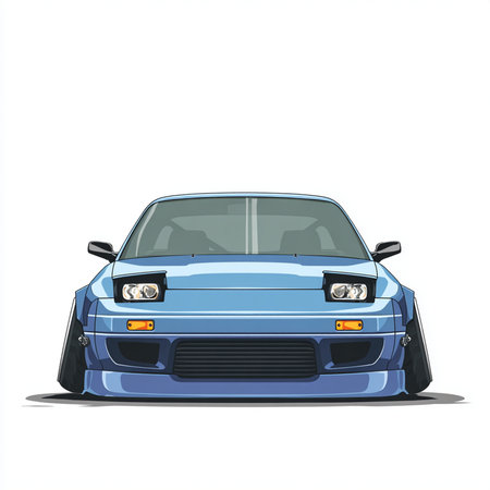 Blue sports car isolated on white background. Vector illustration. Eps 10.の素材