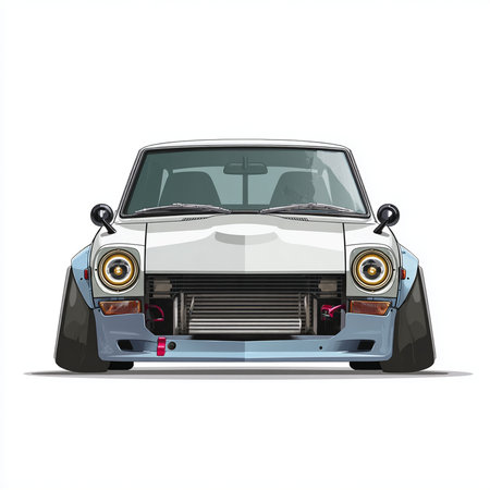 Retro car isolated on a white background. Vector illustration. Eps 10の素材