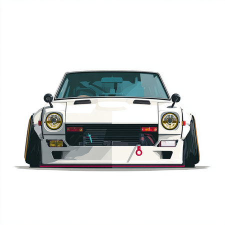 Retro sport car isolated on a white background. Vector illustration.の素材
