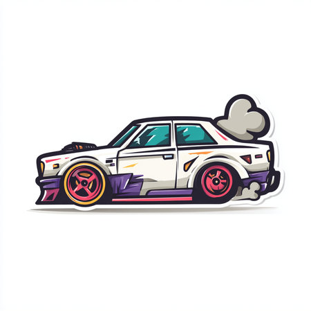 Vector illustration of a racing car isolated on a white background. Side view.の素材