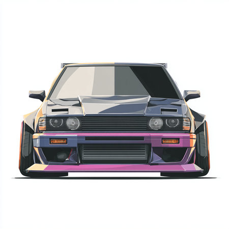 Purple sport car isolated on a white background. Vector illustration.の素材