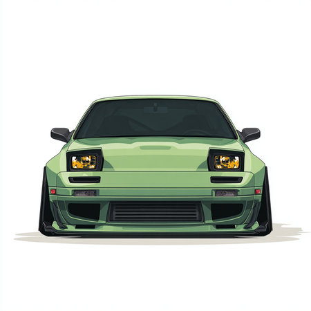 Modern green sports car isolated on a white background. Vector illustration.の素材