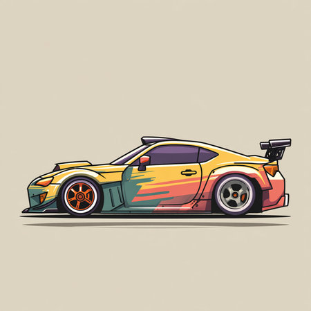 Vector illustration of a vintage sports car in the style of the 80s.の素材