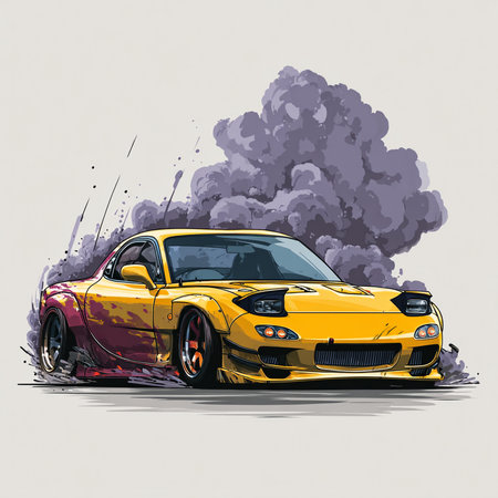 Racing car. Hand drawn sketch on white background. Vector illustration.の素材