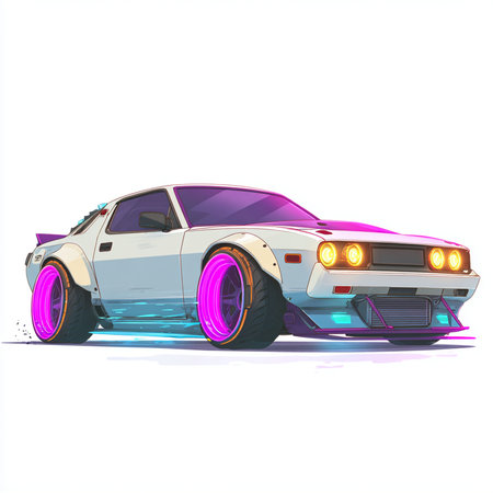 Retro car on a white background, vector illustration, eps 10の素材