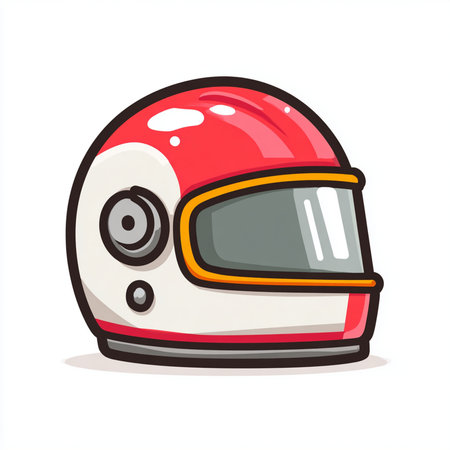 Racing helmet. Vector illustration in cartoon style on white background.の素材