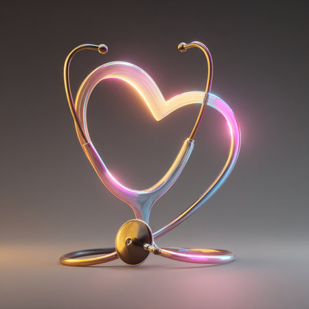 Stethoscope in the shape of a heart. 3d renderingの素材