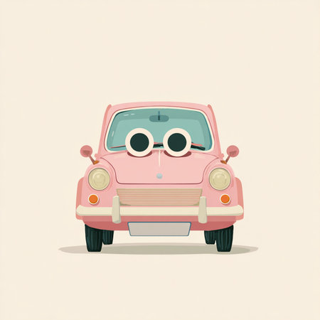 Retro car with glasses. Vector illustration on a light background.の素材