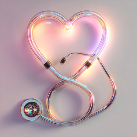 Stethoscope in the shape of a heart. 3d renderingの素材