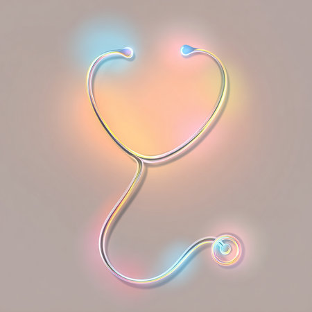 stethoscope in the form of a heart on a light backgroundの素材