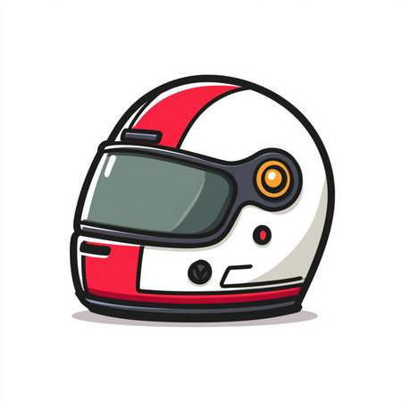 Racing helmet on white background. Vector illustration in cartoon style.の素材
