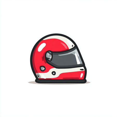 Vector illustration of a red helmet on a white background. Side view.の素材