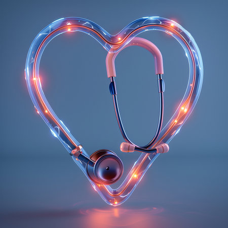 Stethoscope in the shape of a heart. 3d renderingの素材