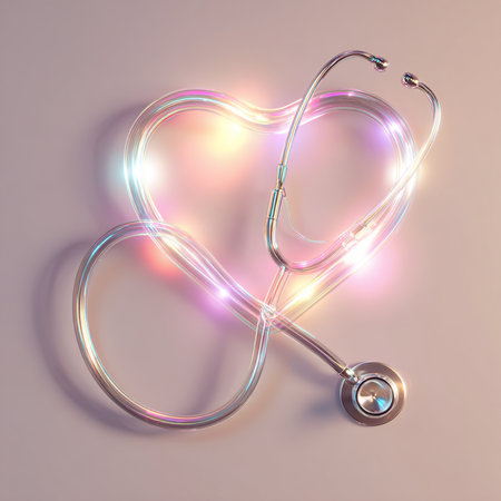 stethoscope in the form of heart on a light background. 3d renderingの素材